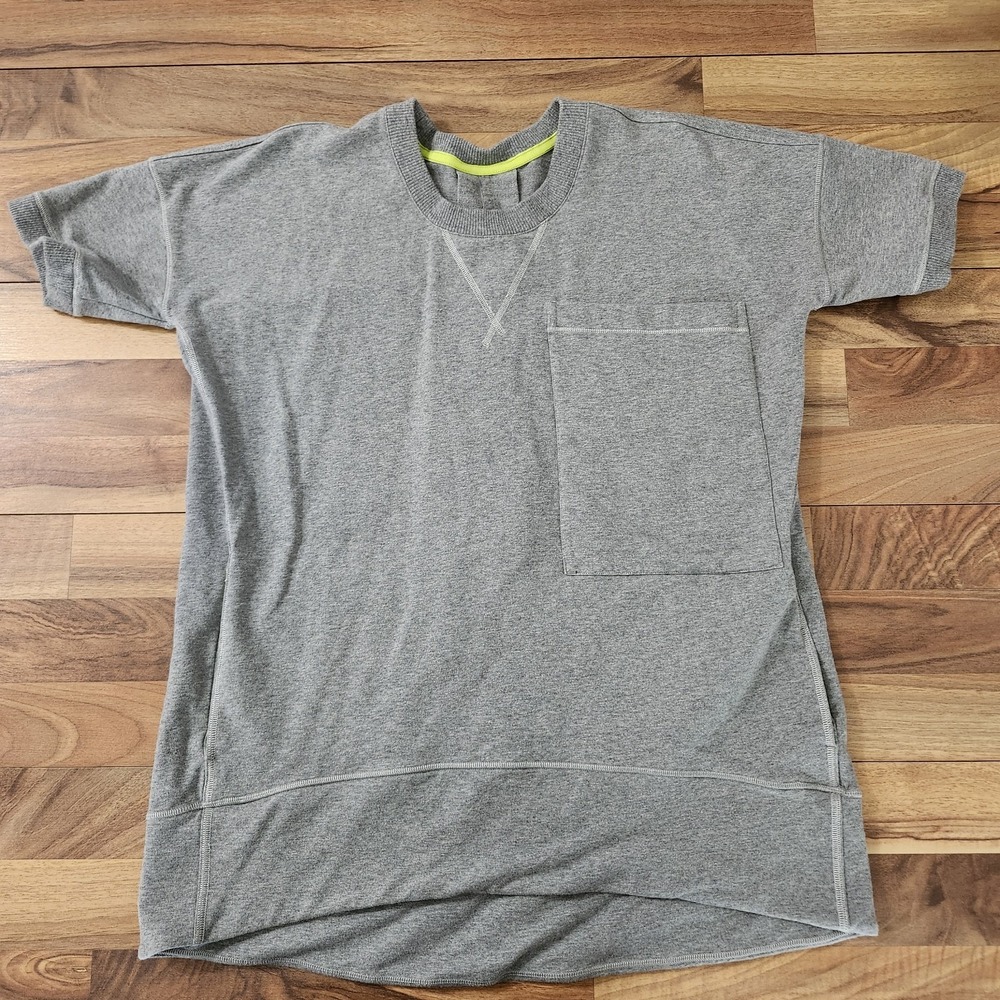Lululemon Mudra Sweatshirt Short-Sleeve Heathered Grey Mesh French Terry Size 8